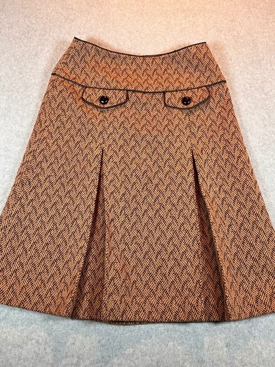 Fossil Dresses & Skirts - Y2K Fossil Lilly Brown Wool women's skirt size 2. Fully lined. A-line tweed
